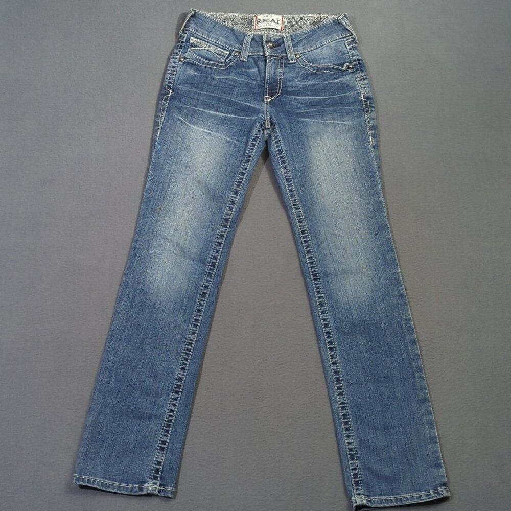 Ariat Jeans Women's 28R Blue R.E.A.L. Straight Leg Denim Western Cowgirl Rodeo